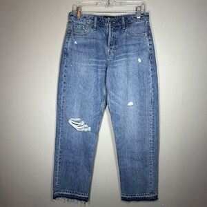 Banana Republic Slouchy Straight Jeans Light Wash Distressed 27L 755069-00